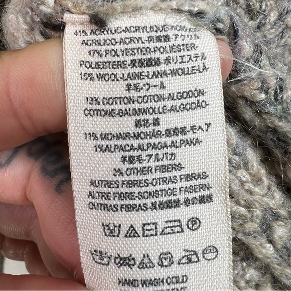 Free People Starlight Shadow Poncho Cardigan Oversized Chunky Knit Boho Size M - Picture 12 of 15